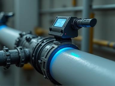 Specialized leak detection equipment on a pipe.
